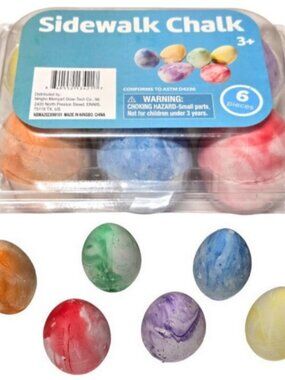 6pc Easter Egg Sidewalk Chalk Set Multi-Color Marble Swirl Washable Kids Toy NEW